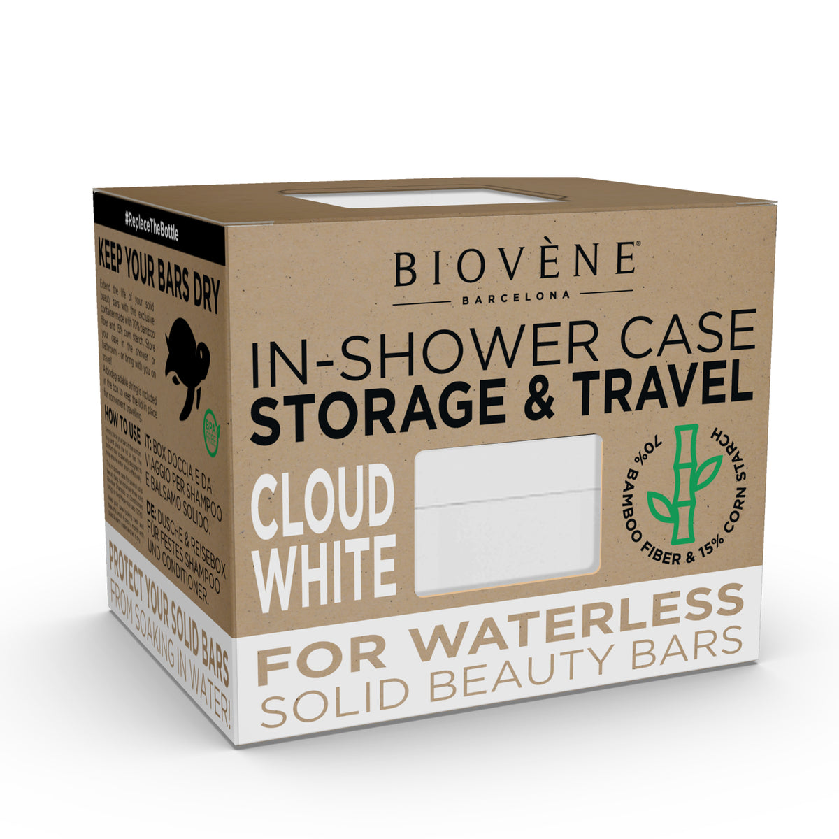 BAMBOO IN-SHOWER CASE Universal Case for Storage & Travel - Cloud White