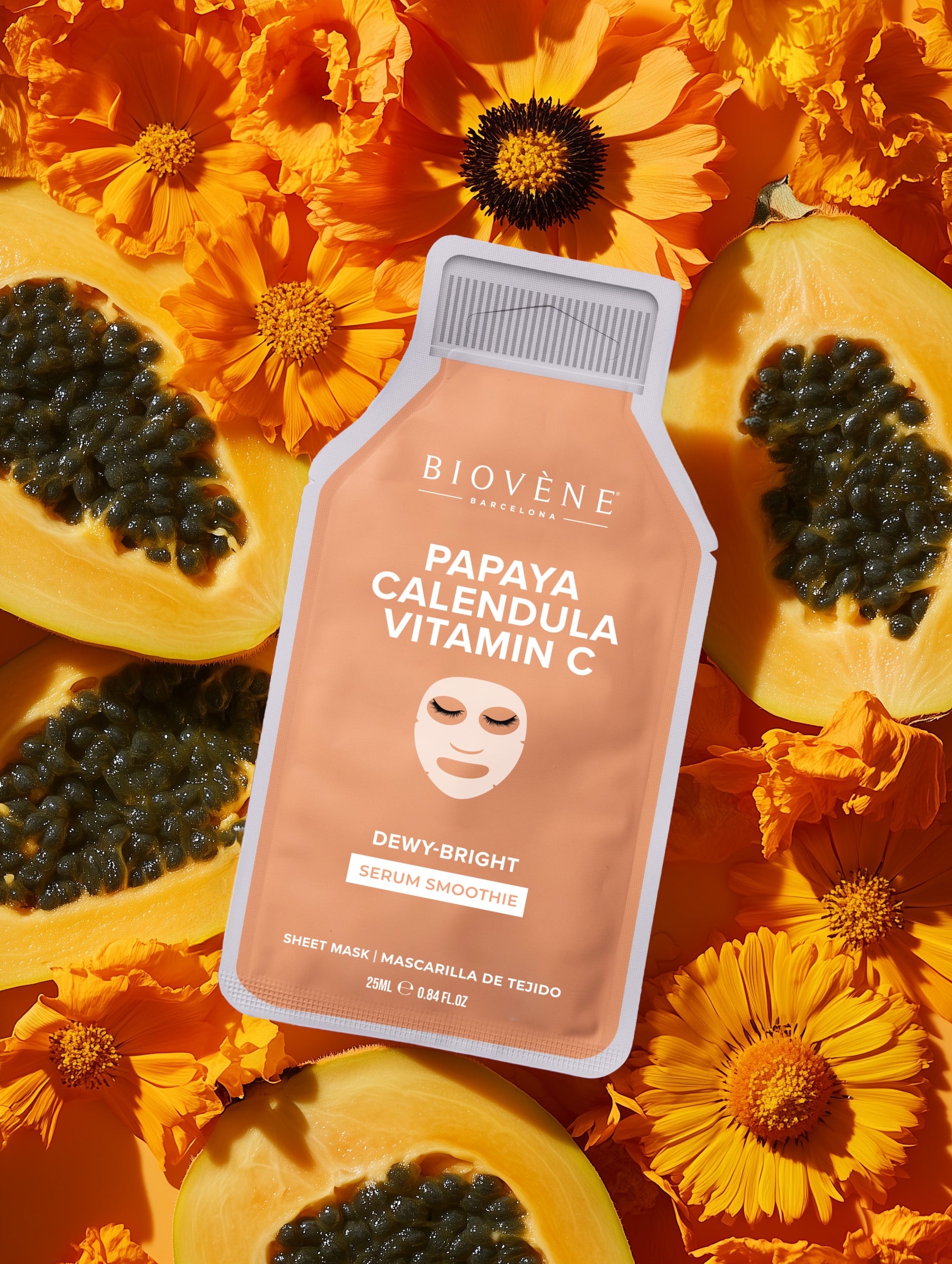 PAPAYA + VITAMIN C DEWY-BRIGHT! Smoothie Serum Sheet Mask with brightening Vitamin C, Papaya and Calendula
