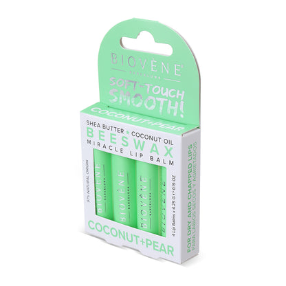 BEESWAX COCONUT+PEAR Extra-Moisturizing Miracle Lip Balm for Dryness, Cracking &amp; Chapping, 4 pack