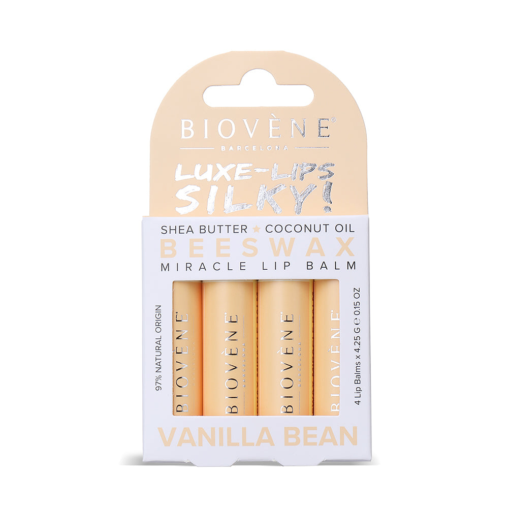 BEESWAX VANILLA BEAN Extra-Moisturizing Miracle Lip Balm for Dryness, Cracking &amp; Chapping, 4 pack