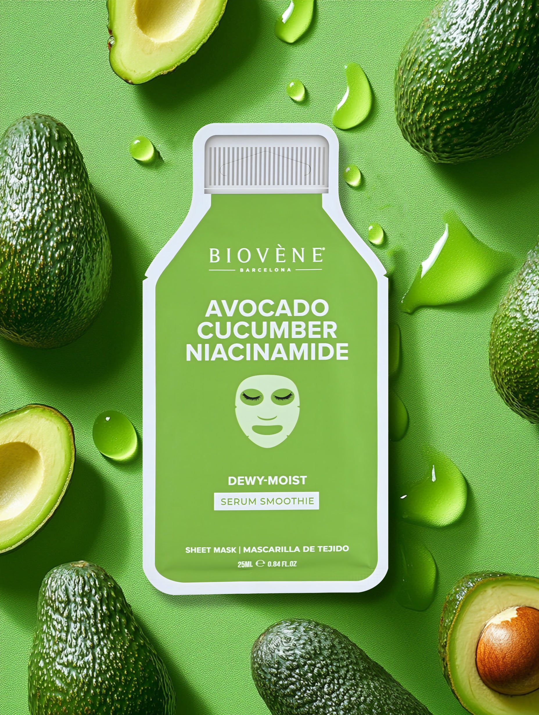 AVOCADO + NIACIN DEWY-MOIST! Smoothie Serum Sheet Mask with firming Niacinamide, Cucumber and Avocado